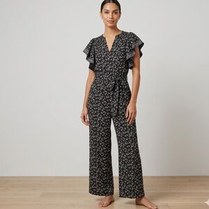 Max studio floral wide leg lightweight jumpsuit size medium